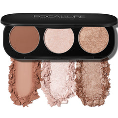 FOCALLURE Paleta rubor iluminador tres en uno para un look equilibrado.