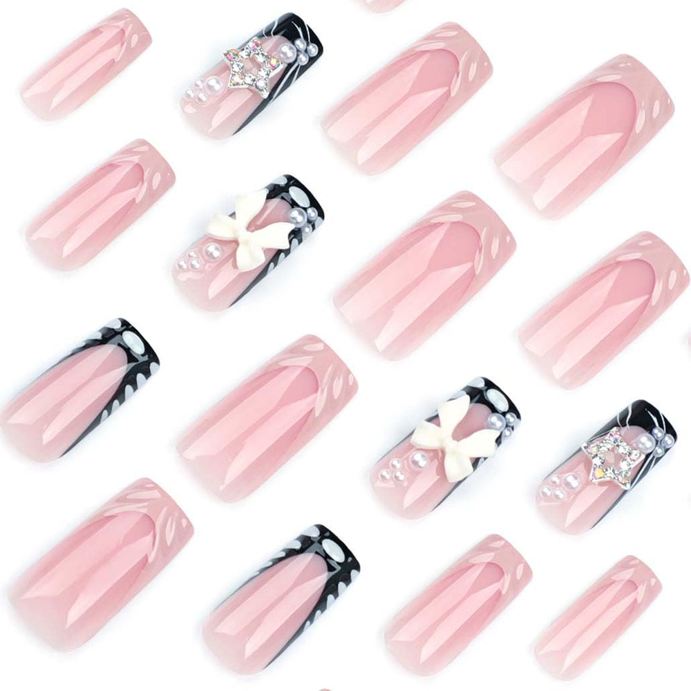 Uñas glossy Foccna en rosa con brillo 3D.
