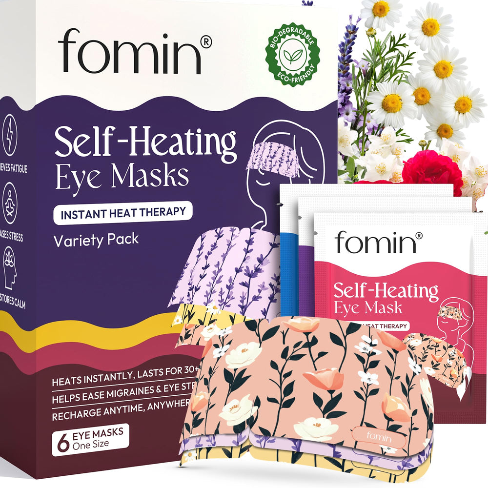 Fomin mascarilla ocular con calor automático para alivio suave de ojos cansados.