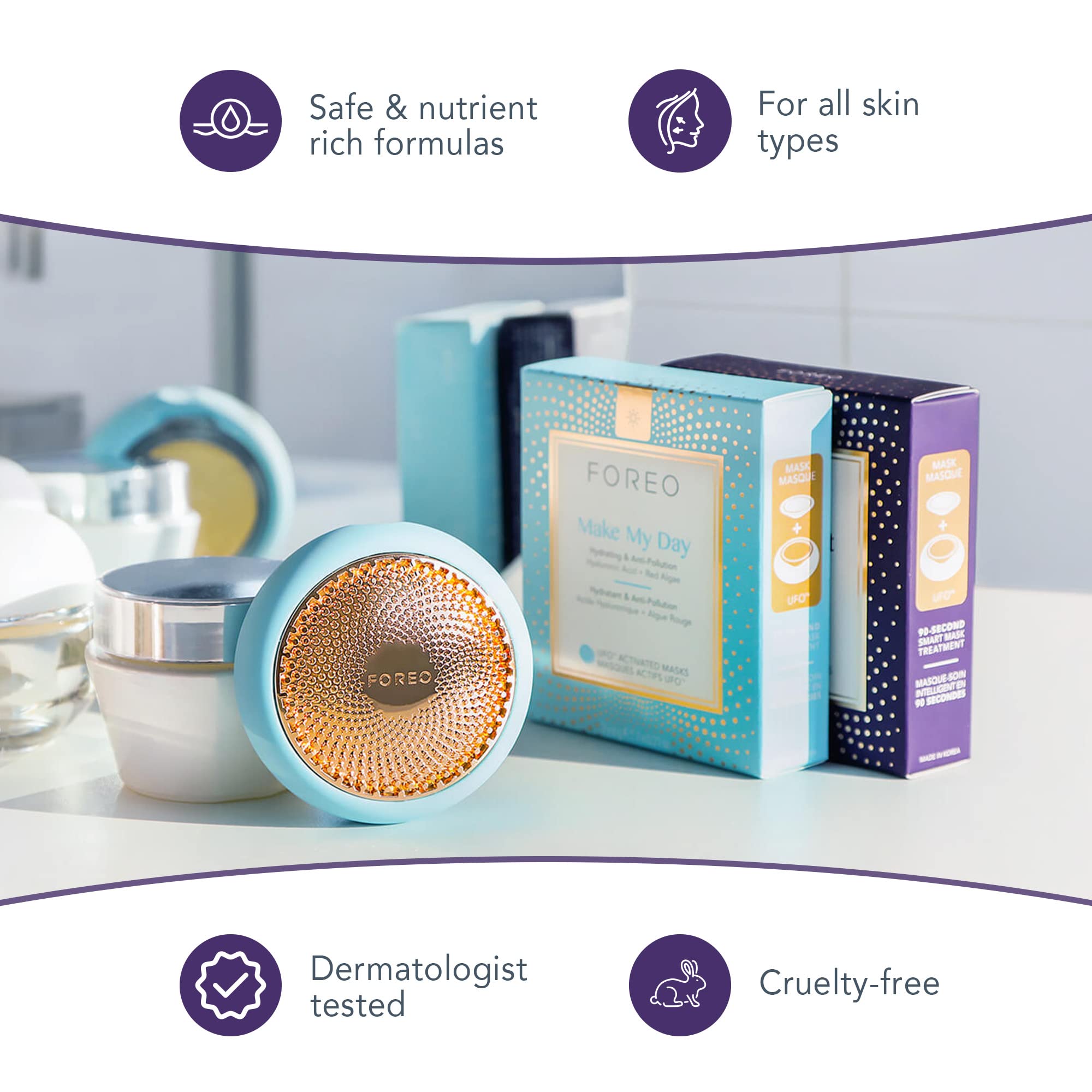 FOREO Call It A Night ingredientes ginseng aceite de oliva para nutrir la piel