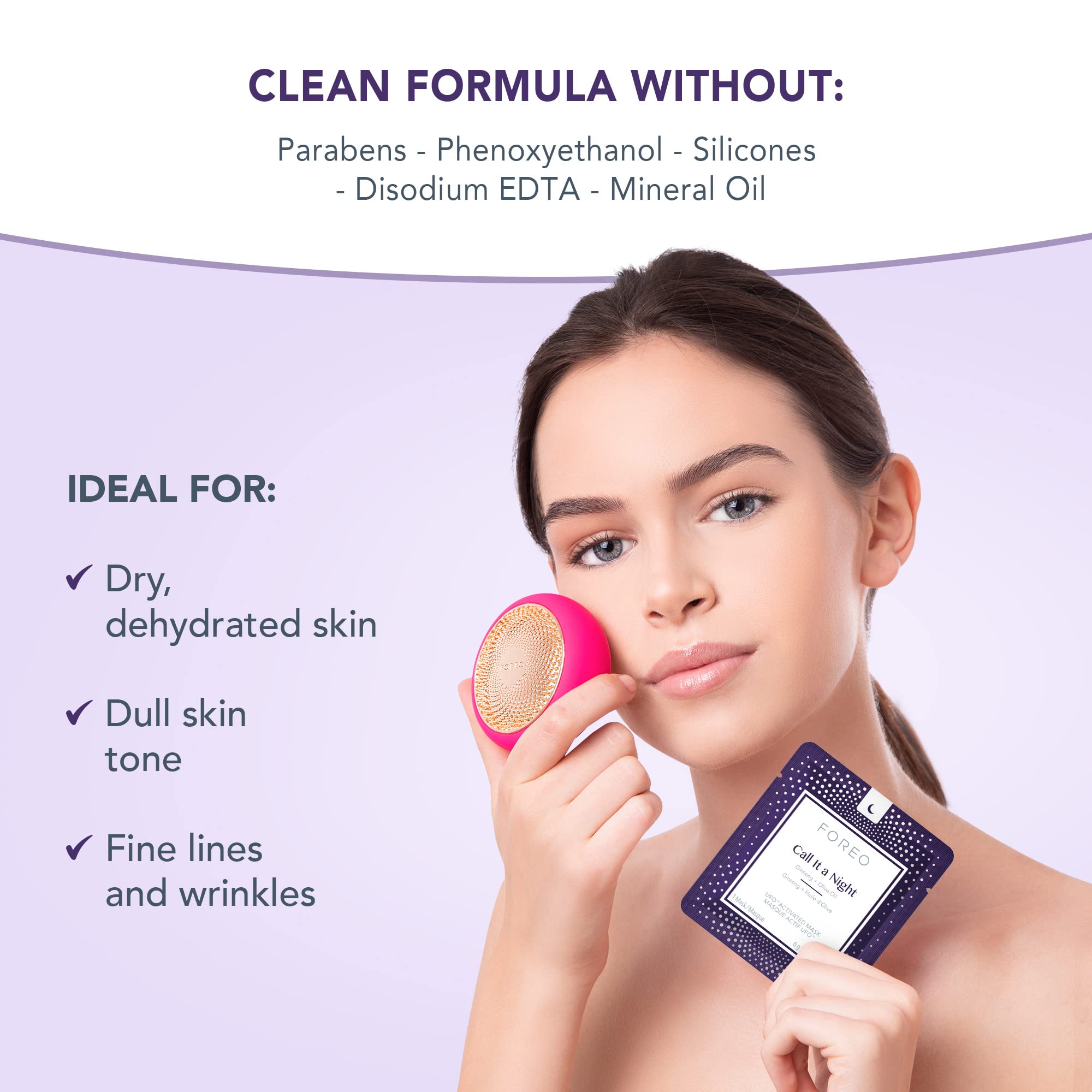 FOREO Call It A Night mascarilla ultrafina de microfibra para acabado suave