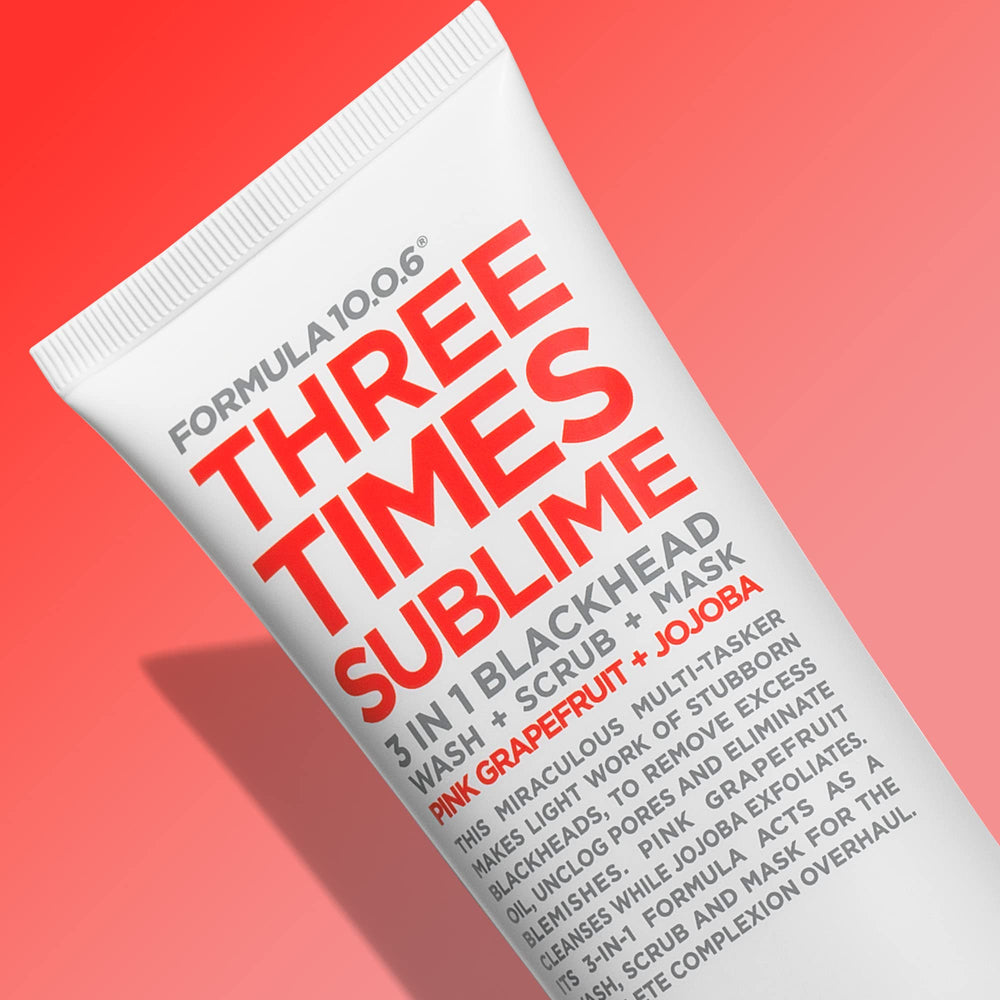 la textura exfoliante suave de formula 10.0.6 tres-en-uno para exfoliación suave.