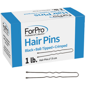 ForPro pinzas negras para cabello profesional, vista frontal, sujeción suave para peinados duraderos