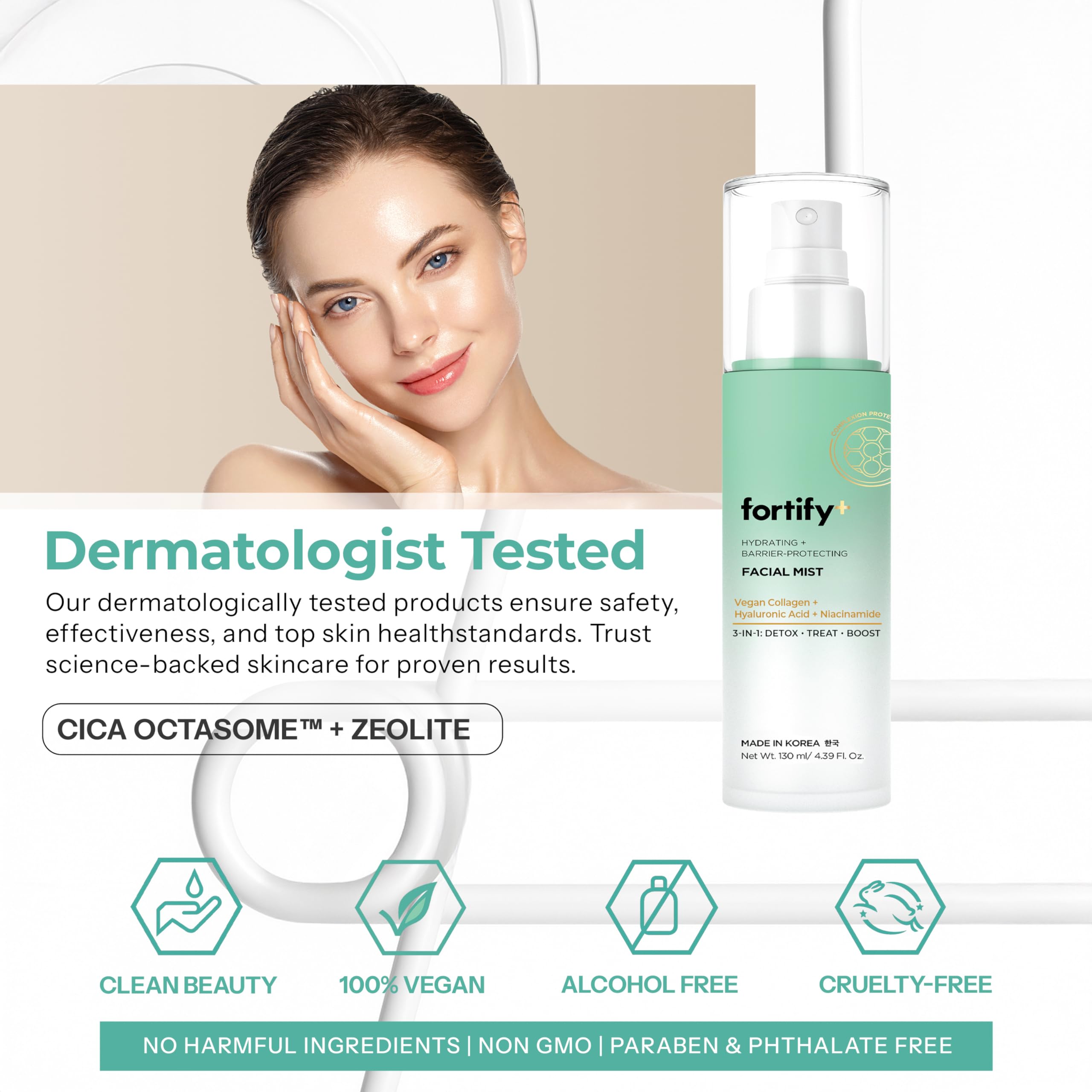 Fortify Skincare Envase verde - envase práctico para la rutina