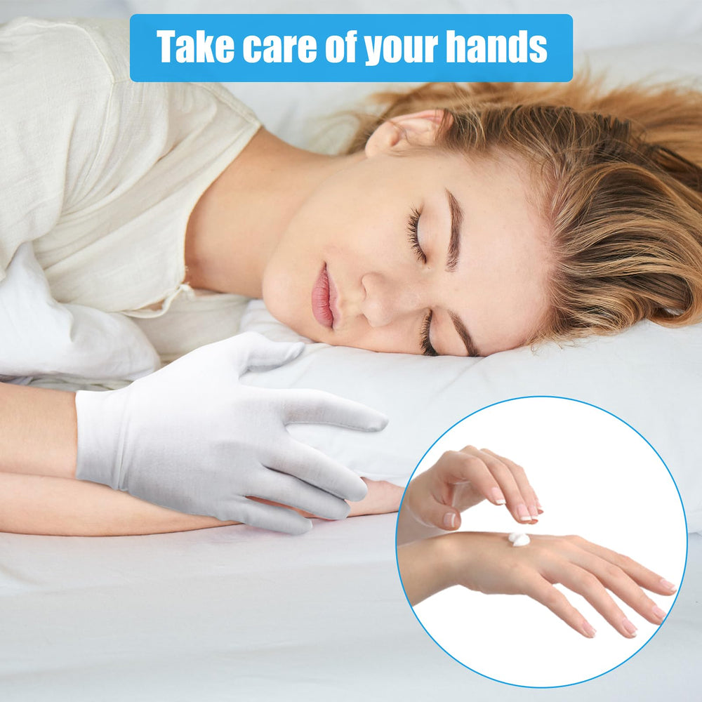 Guantes FourSeas de algodón blanco para uso nocturno y retención de humedad.