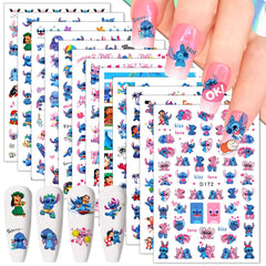 Estampas Foweso de uñas monstruo azul-rosa 3D para un acabado llamativo.