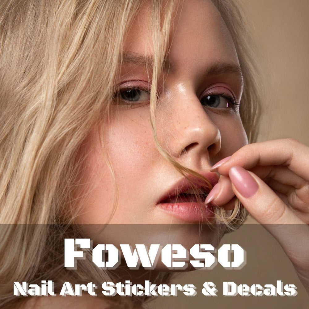 Paquete Foweso de 12 hojas para decorar uñas.