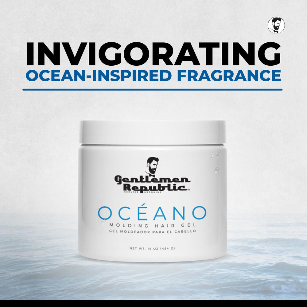 Presentacion de 16 oz de Gentlemen Republic Oceano Gel, ideal para diario.