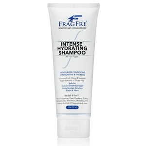 FRAGFRE Champú Hidratante Intenso sin fragancia, botella, cuidado suave para cuero cabelludo sensible.