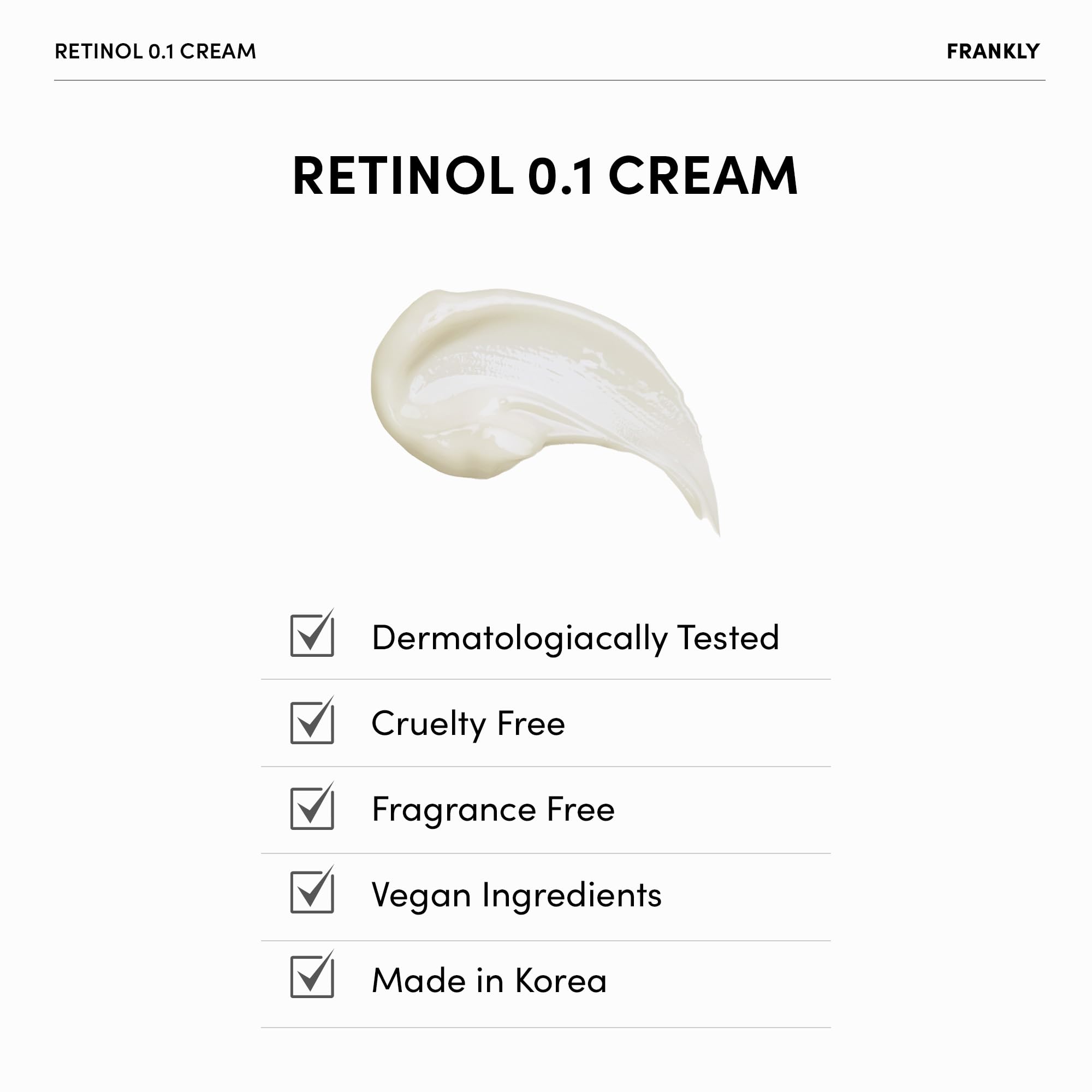 FRANKLY Retinol 0.1% crema, ciencia coreana accesible para el cuidado de la piel.