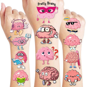 Tatuaje cerebro divertido de frawharmone para aprendizaje lúdico en clase.