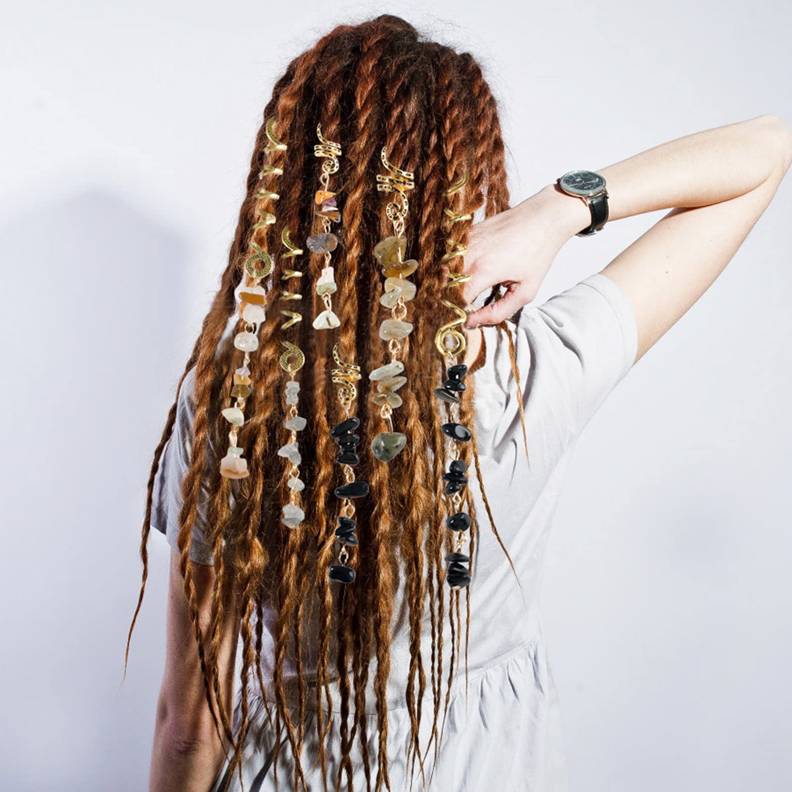 FRDTLUTHW detalles con piedras naturales para peinados con braids