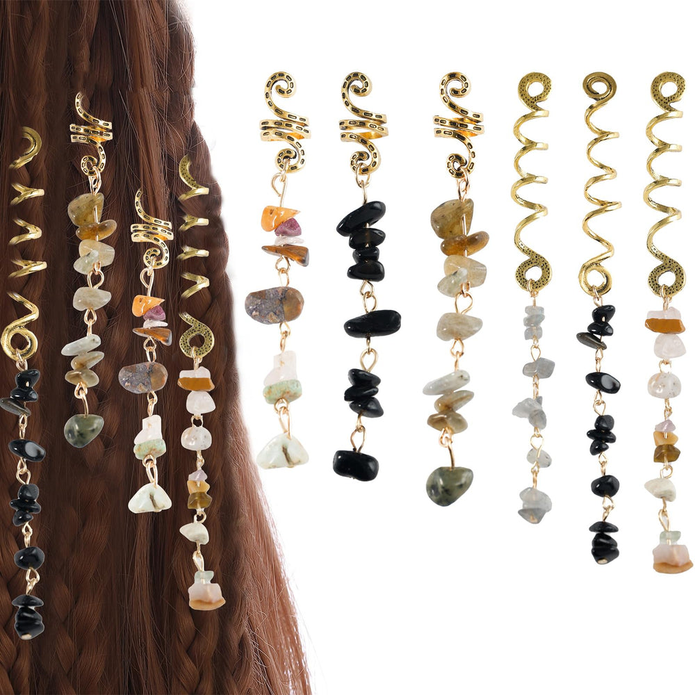 FRDTLUTHW joyas para cabello con dreadlocks y piedra natural realzan trenzas
