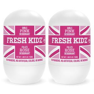 Fresh Kidz Roll-On Rosa frente al envase, protección diaria para piel sensible.