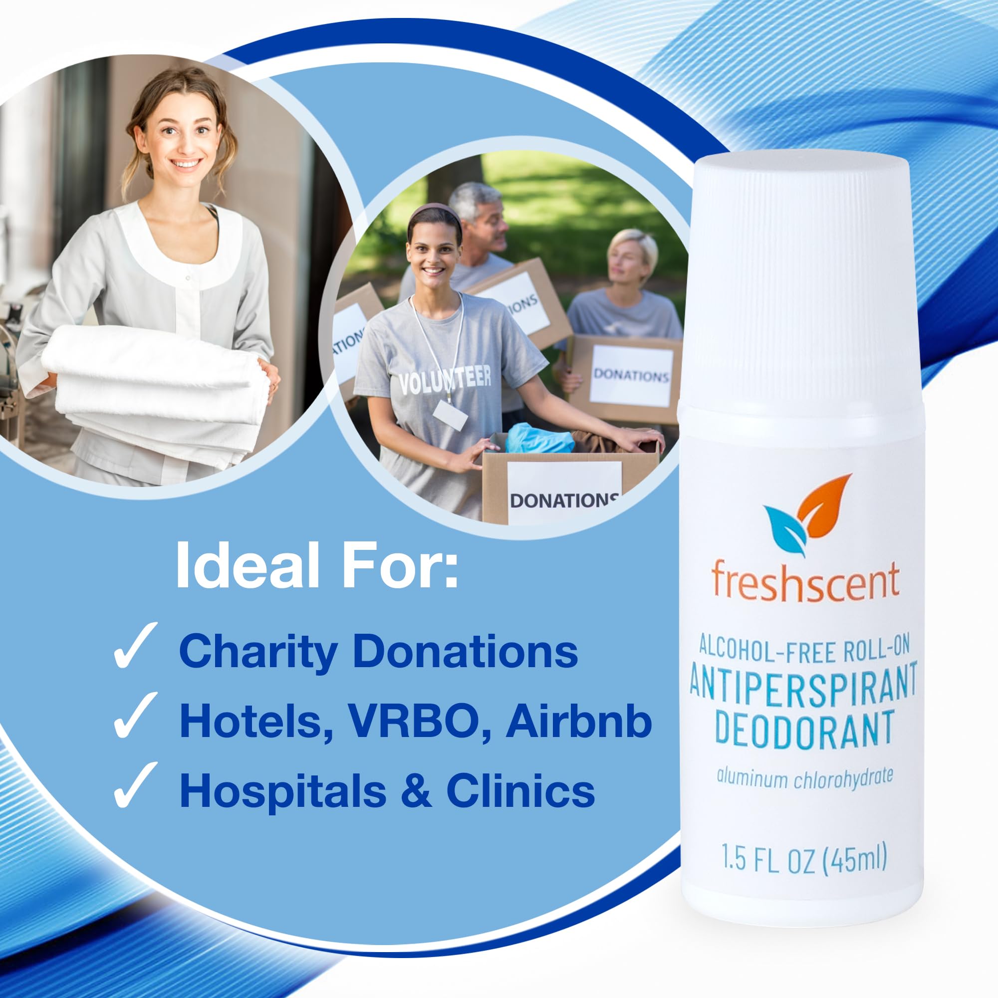 Freshscent desodorante sin alcohol, etiqueta clara para piel sensible.