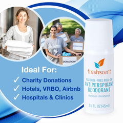 Freshscent desodorante sin alcohol, etiqueta clara para piel sensible.
