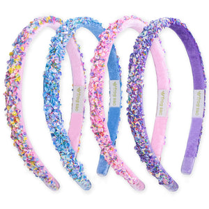 Diadema FROG SAC rosa con lentejuelas, brillo suave y ajuste cómodo.