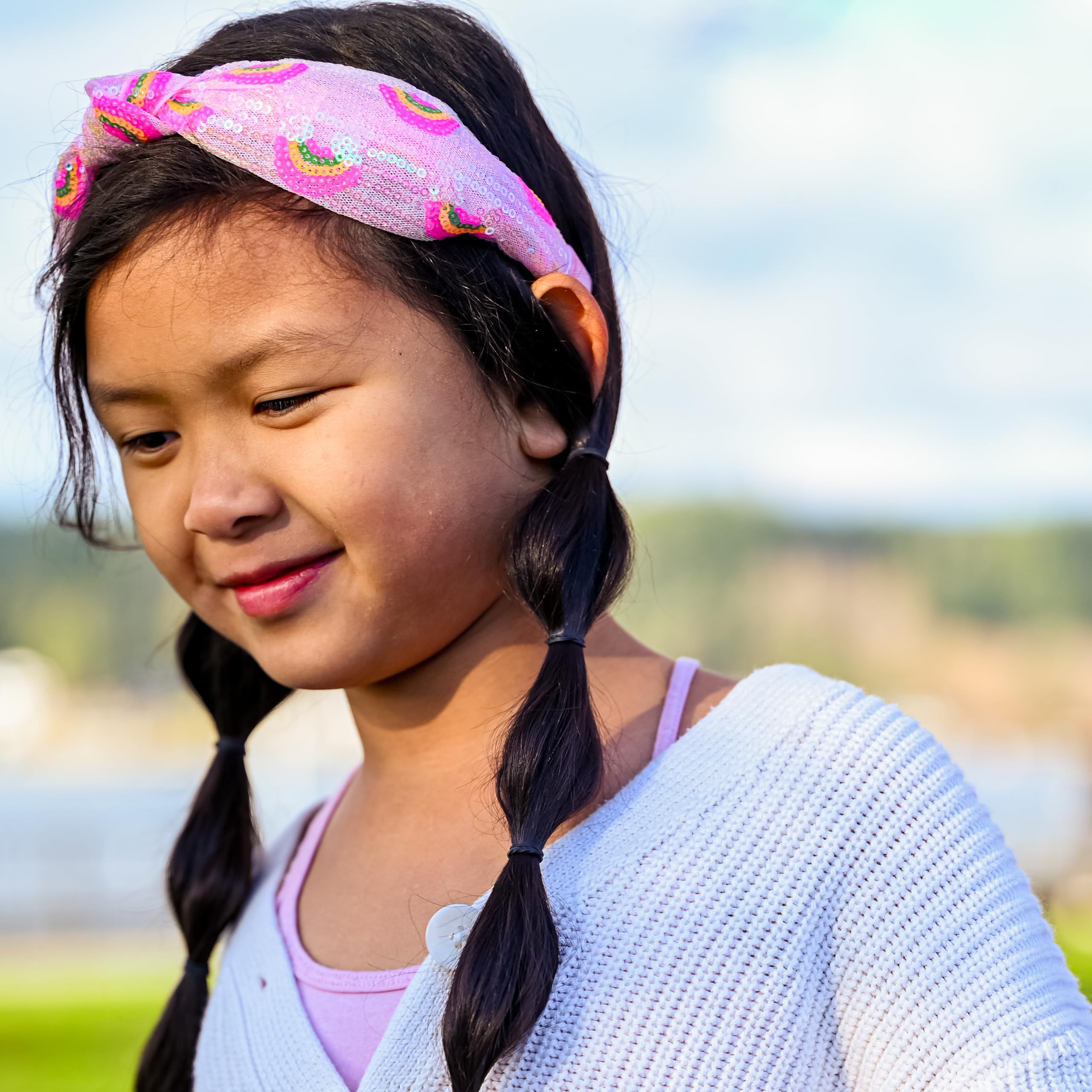 FROG SAC diadema para niñas con lentejuelas arcoíris: añade estilo y recogido duradero.