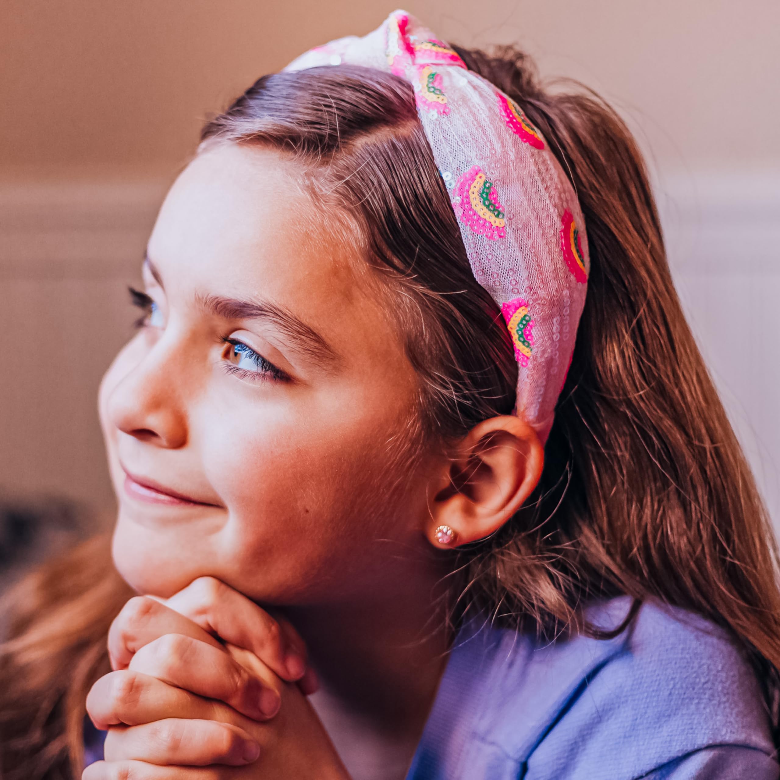FROG SAC diadema rosa brillante: mantiene el cabello fuera de la cara durante actividades.