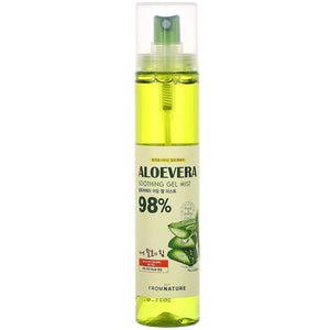 FROMNATURE Aloe Vera 98% Bruma de gel, botella, hidratación suave para la piel y uso diario.