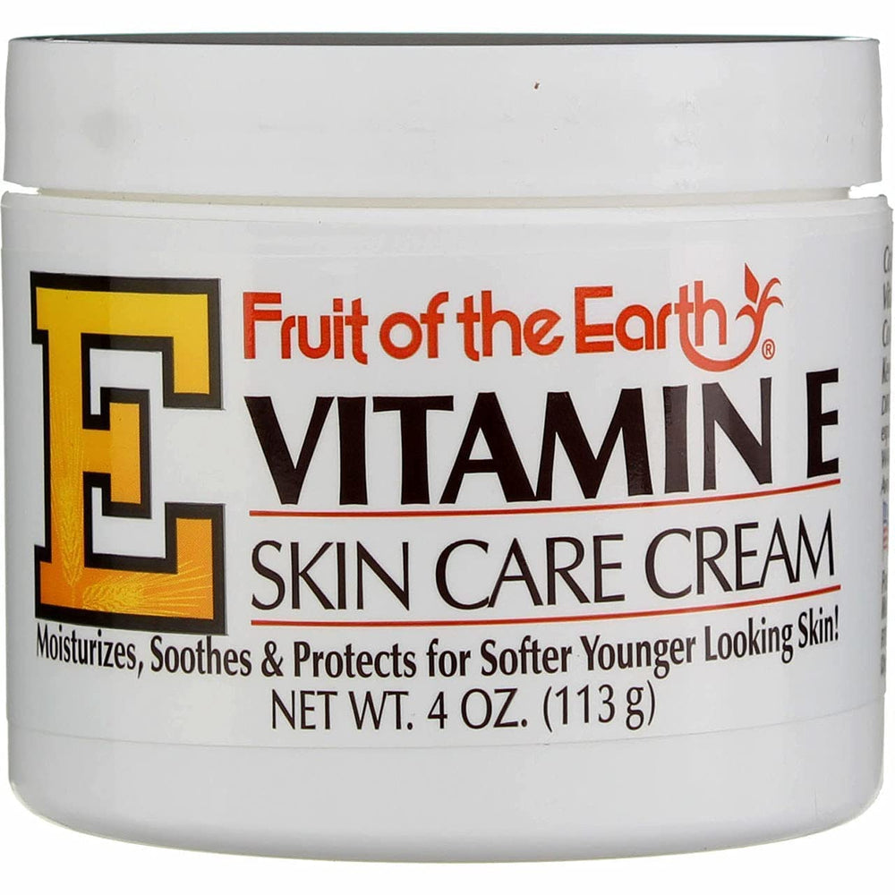 Fruit of the Earth crema vitamina E, emolientes naturales para piel flexible.