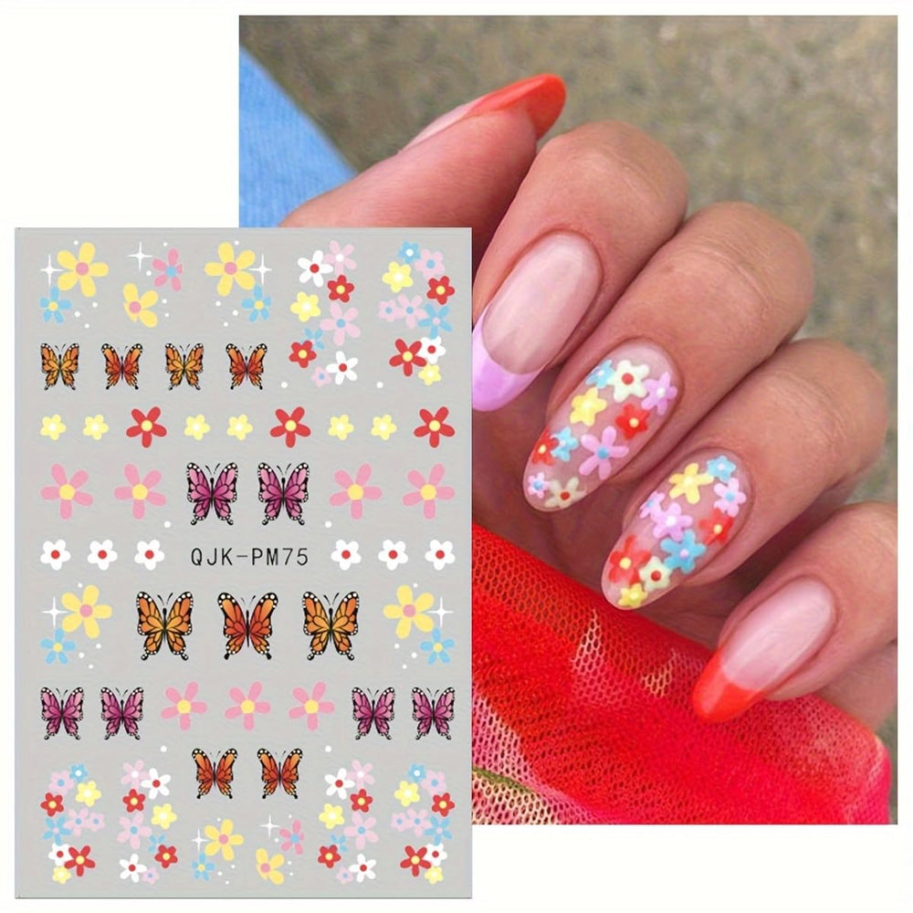 Pegatinas FUKIDOG para uñas con dibujo floral 3D para un proceso sencillo.