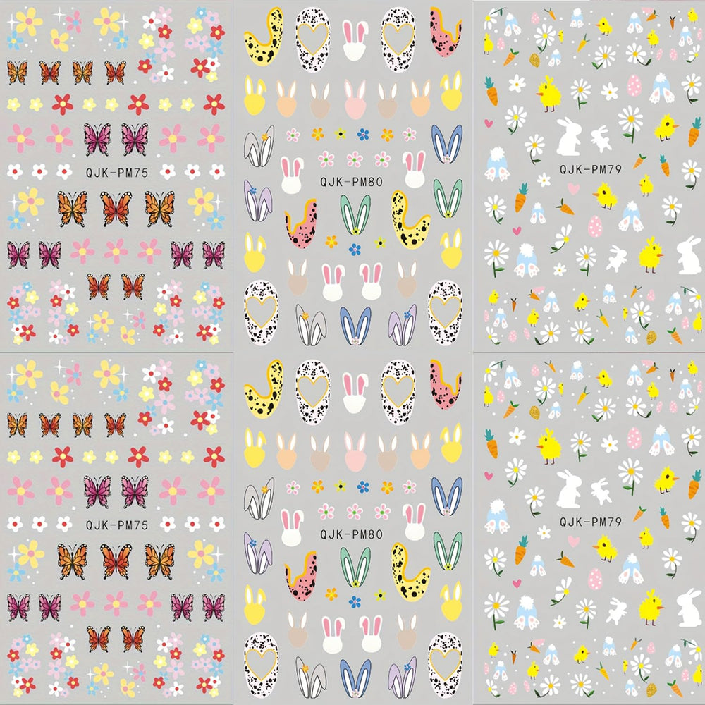 Pegatinas FUKIDOG para uñas con mariposa-flor 3D para un toque primaveral.