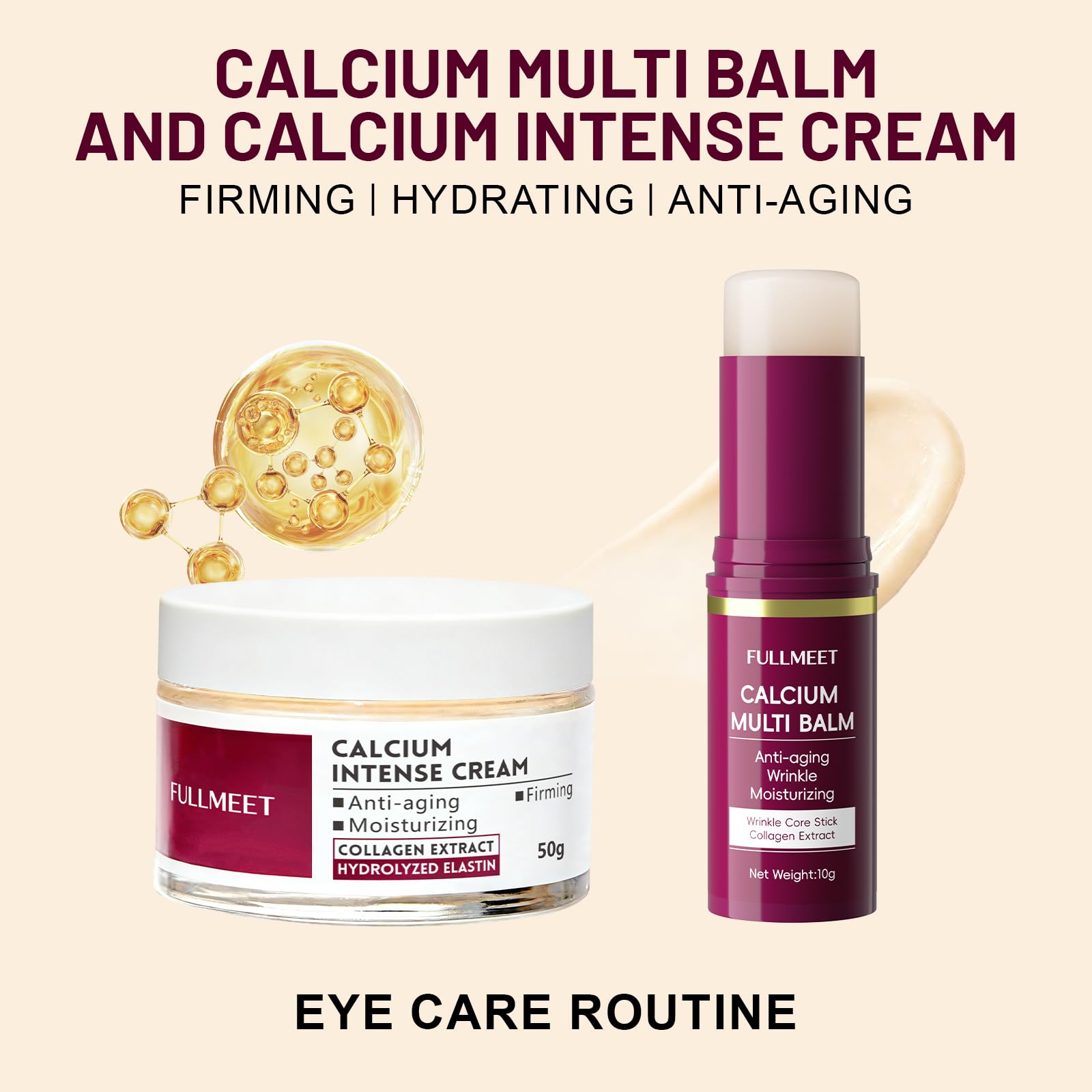 FullMeet Calcium Crema Intensa: textura ligera y rápida absorción para ojos.