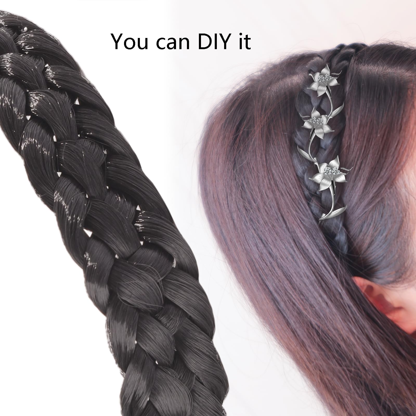 Fumwase banda trenzada negra ideal para bodas y fiestas