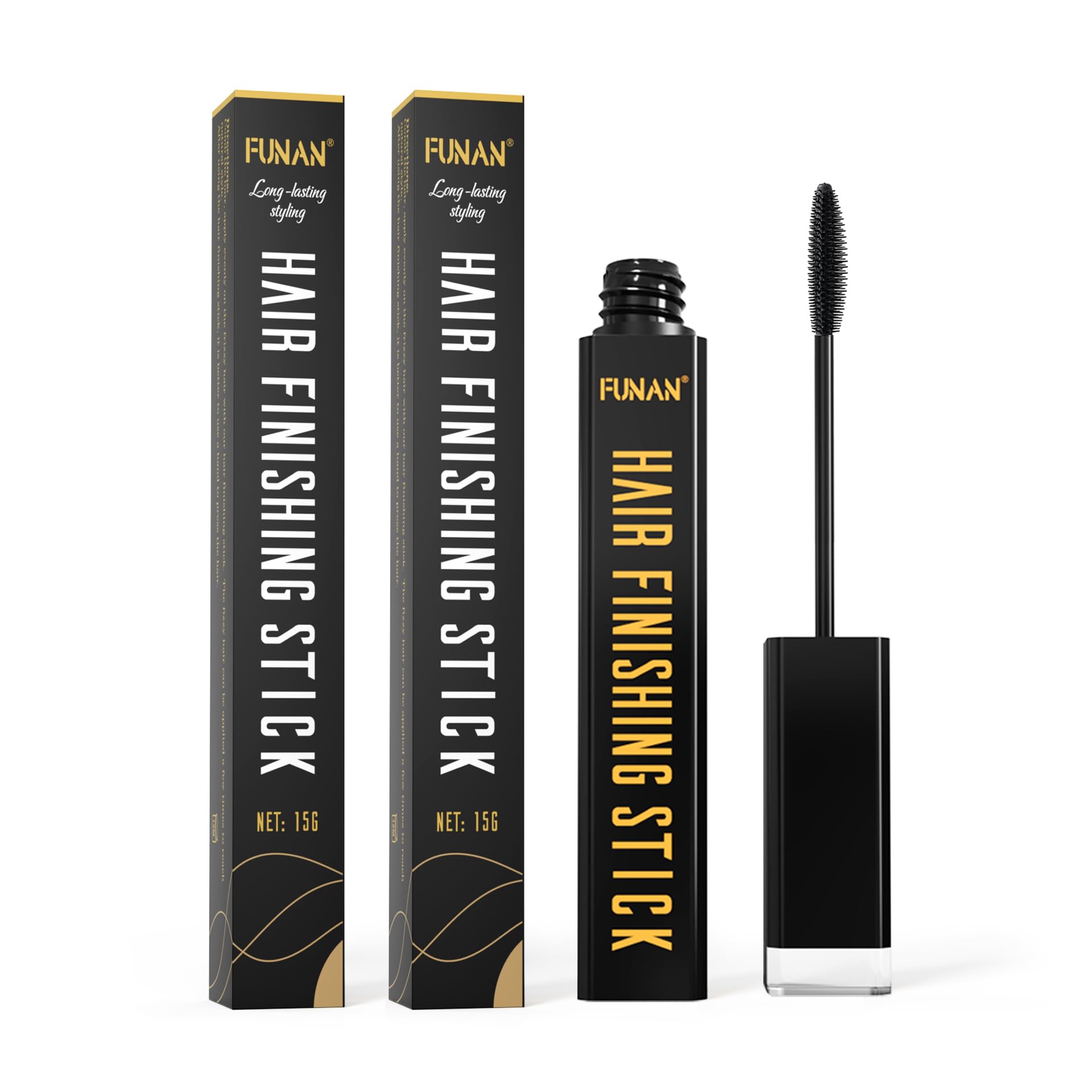 FUNAN Mascara para cabello rebelde con aplicador, controla flyaways y brillo suave.
