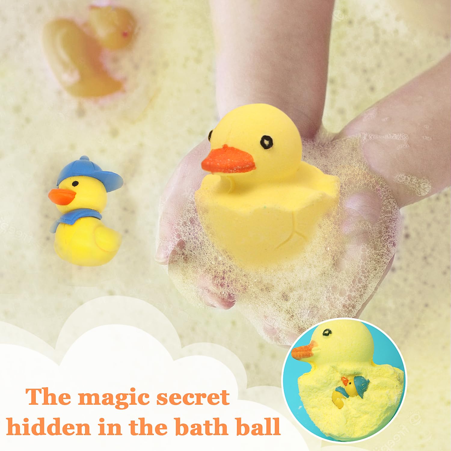 Bombas de baño FUNCREVITY con juguete dentro, experiencia sensorial segura para los niños.