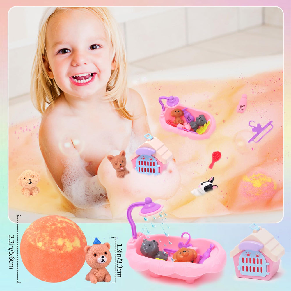 Conjunto Funcrevity de baño infantil con colores y aromas variados.