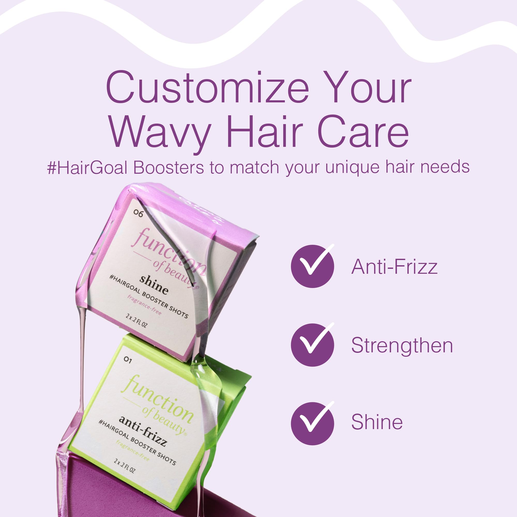 Function of Beauty fortalecimiento para cabello ondulado, aporta vitalidad natural.