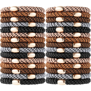 Gomas Funtopia para cabello con trenza y cuentas de oro, estilo diario.