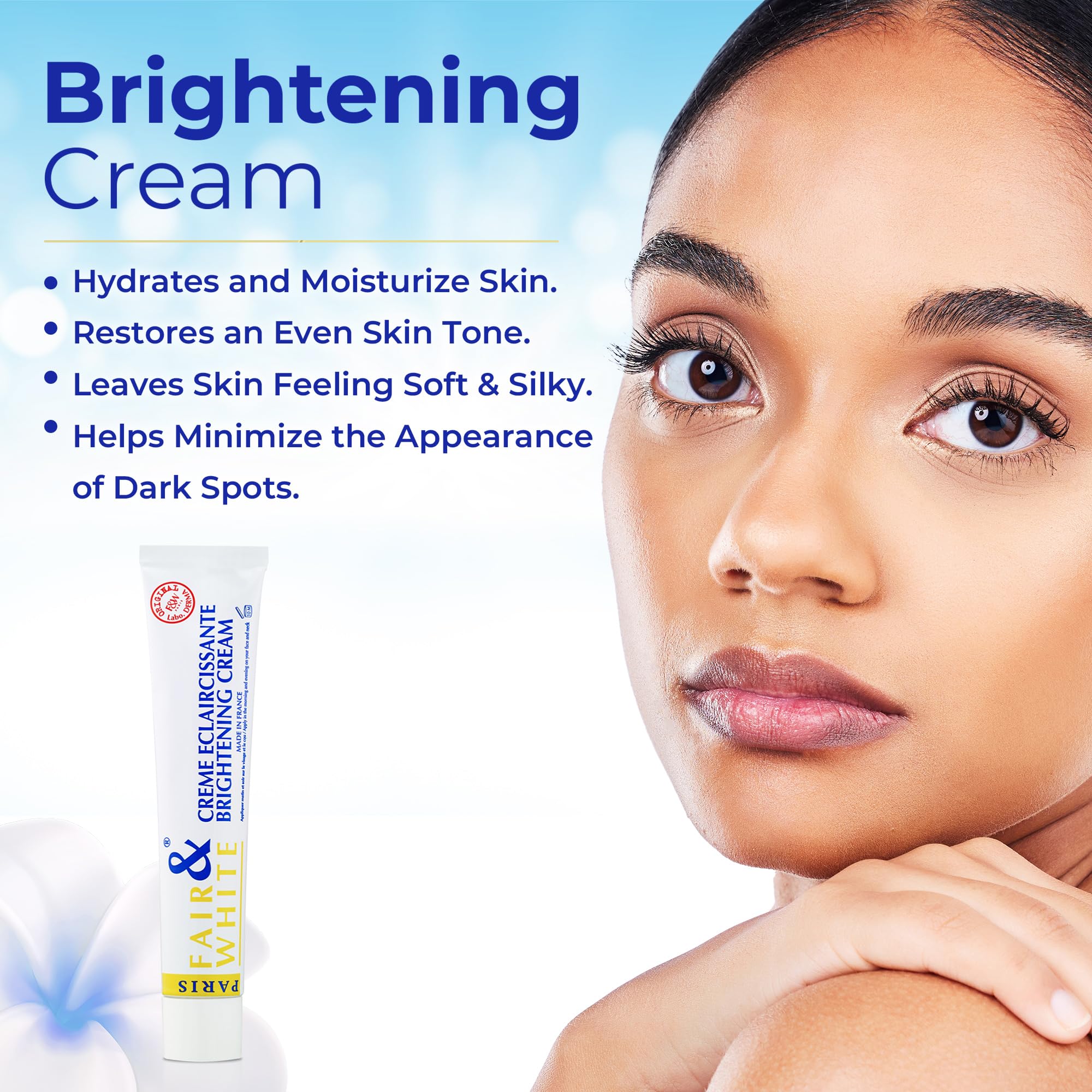 Textura cremosa de la crema iluminadora F&W para rostro suave.