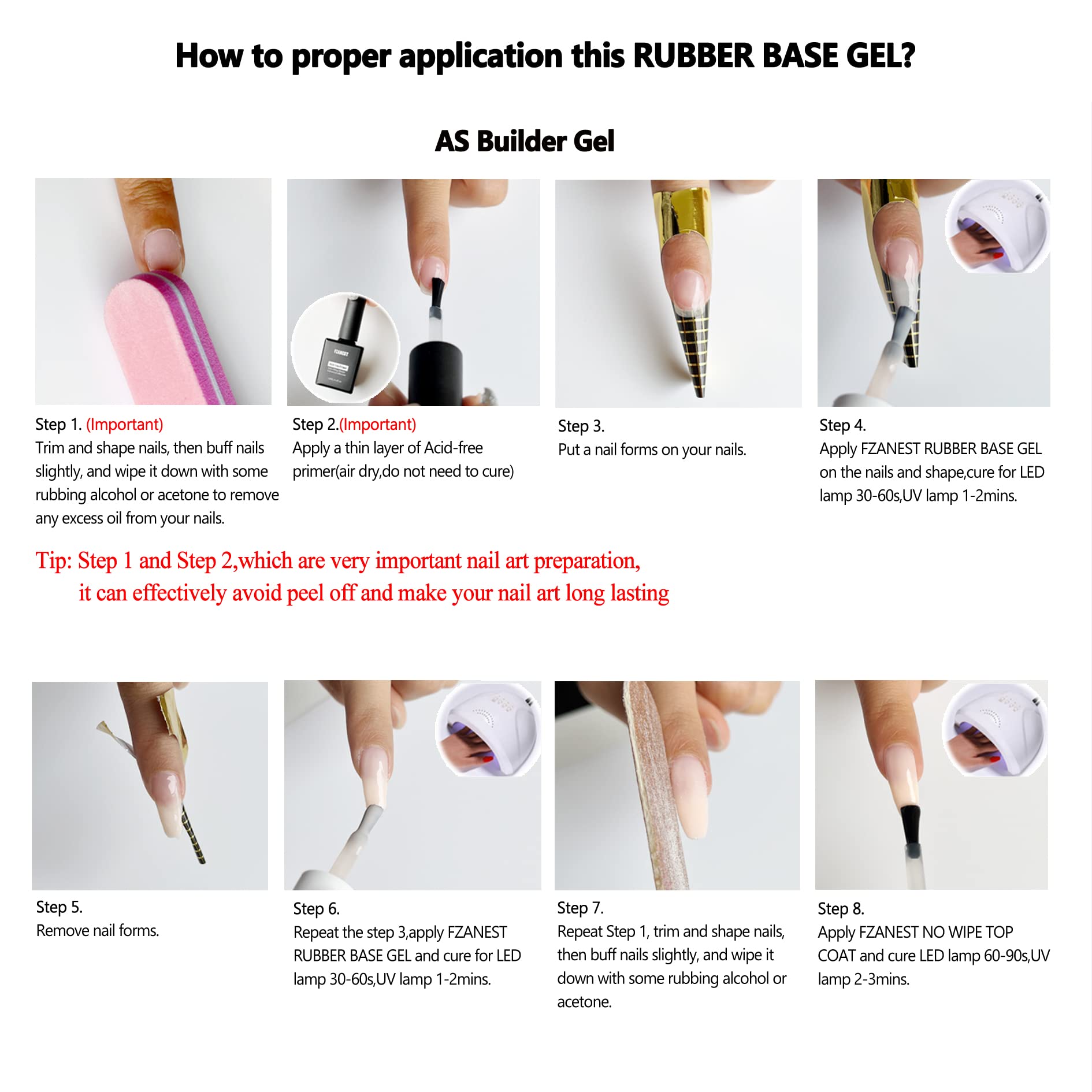 FZANEST aplicación en gel para uñas con acabado natural.