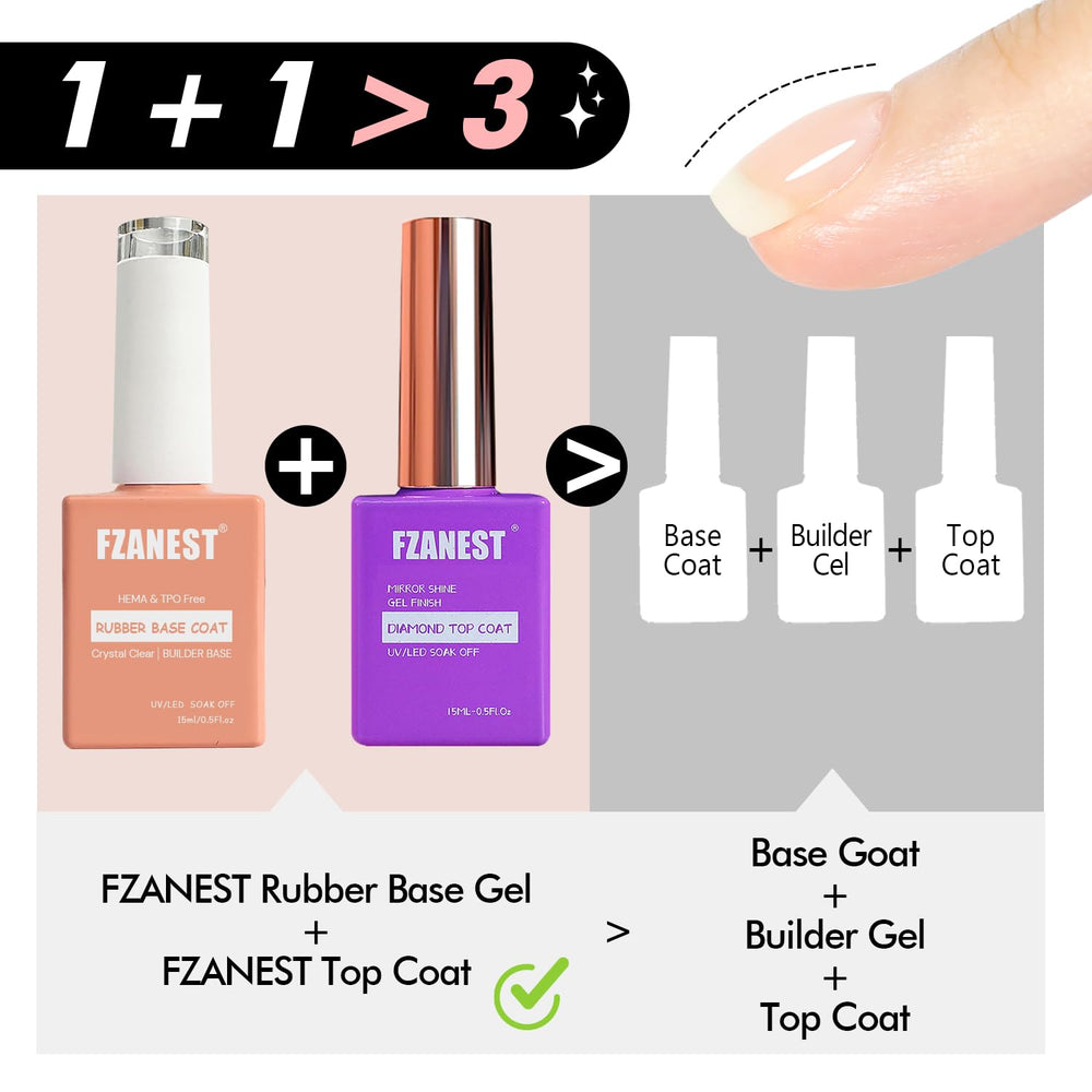 Aplicación suave del gel base FZANEST para uñas finas.