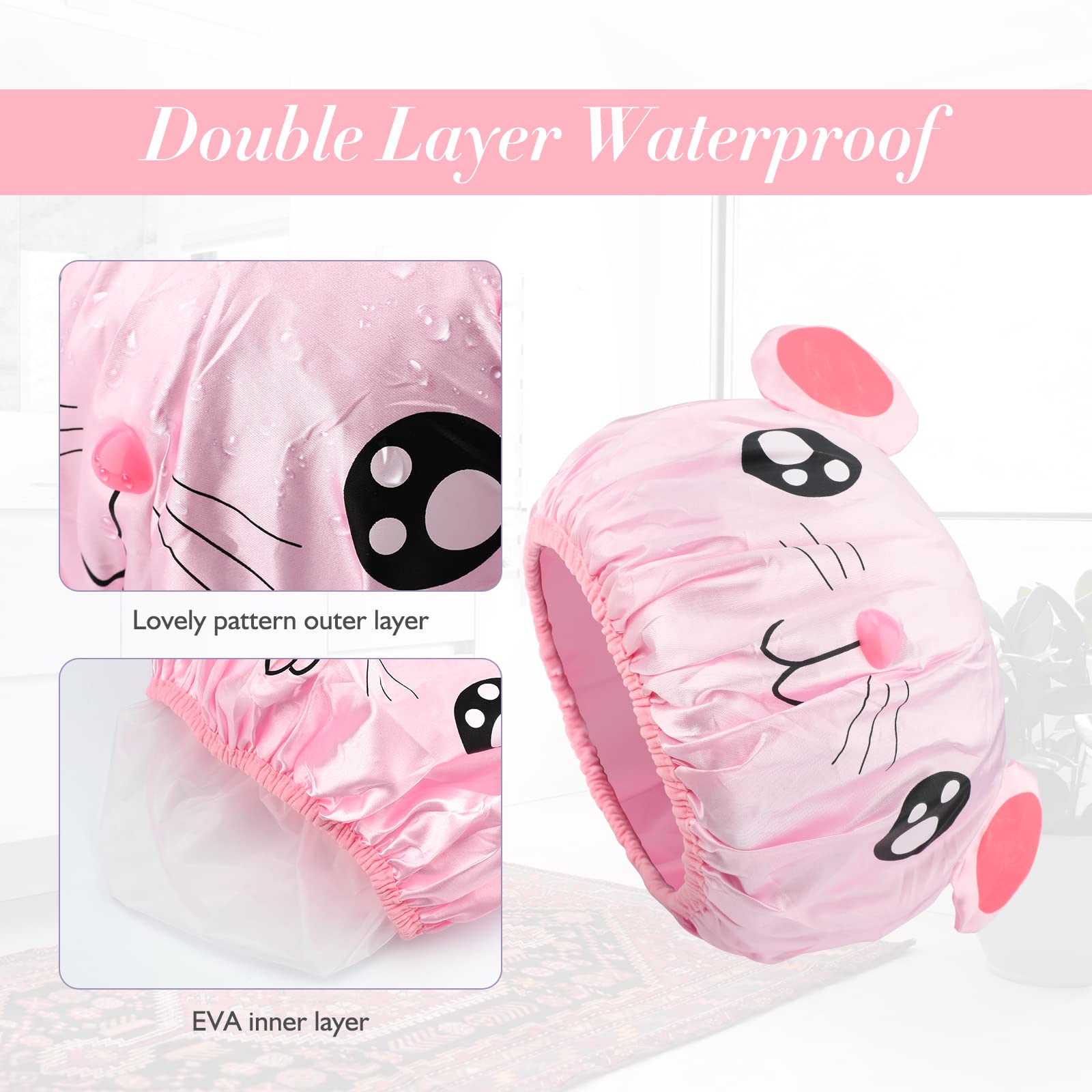 G2PLUS Gorro impermeable de doble capa con diseño divertido, protege el cabello durante la ducha.