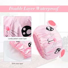 G2PLUS Gorro impermeable de doble capa con diseño divertido, protege el cabello durante la ducha.