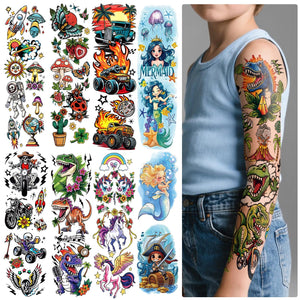 Gabizafia 52 tatuajes dinosaurios en manga completa para fiestas infantiles
