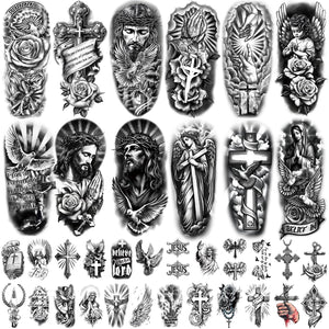 Gabizafia 77 Hojas tatuaje cristiano realista en la mano para expresar tu fe con estilo