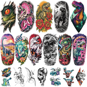 Gabizafia: tatuaje de dinosaurio grande para fiestas y diversión.