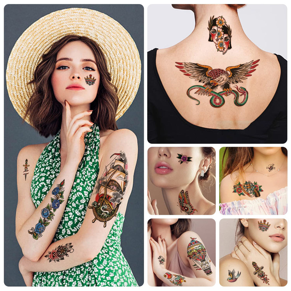 Gabizafia tatuaje temporal calavera y sables para cosplay
