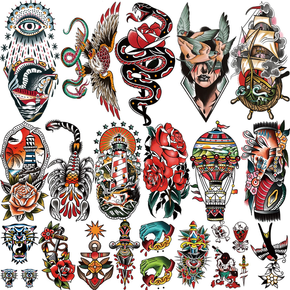 Gabizafia tatuaje temporal estilo marinero clásico para un look audaz