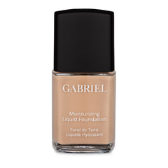 Gabriel Cosmetics fundación líquida orgánica tono beige natural, envase con bomba para aplicación precisa.