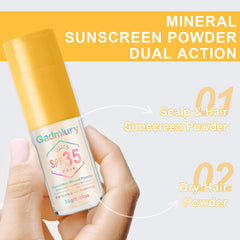 GADMLURY Polvo solar mineral: acabado mate sin residuo blanco en cuero cabelludo.