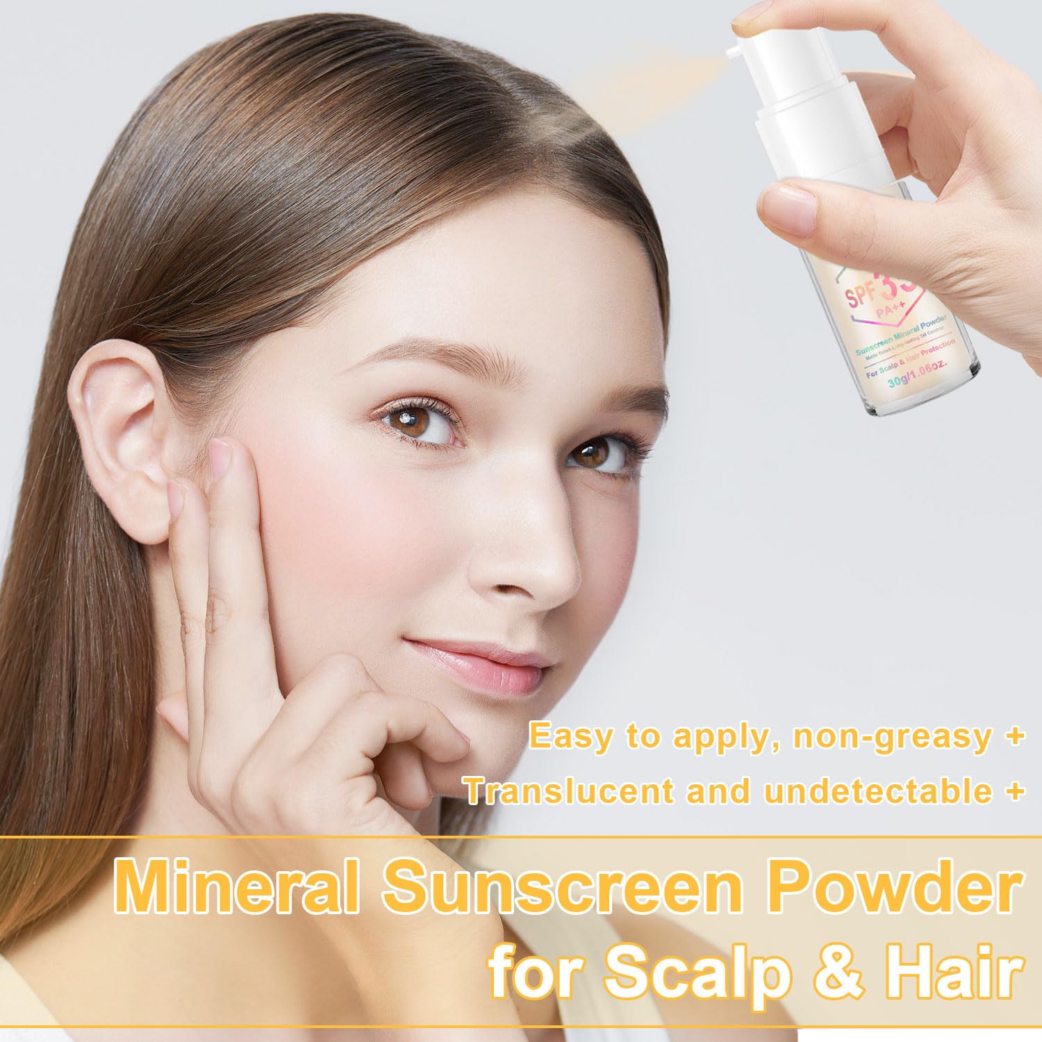 GADMLURY Polvo solar mineral: textura ultrafina para aplicación rápida en cabello.