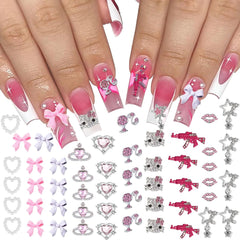 Ganepwns adornos para uñas estilo Barbie con forma de pistola y brillo duradero.