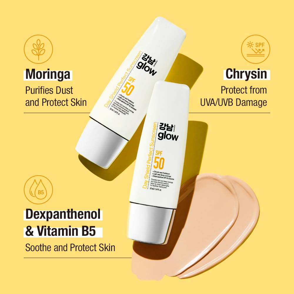 GANGNAM GLOW Day Shield con panthenol y moringa para piel suave
