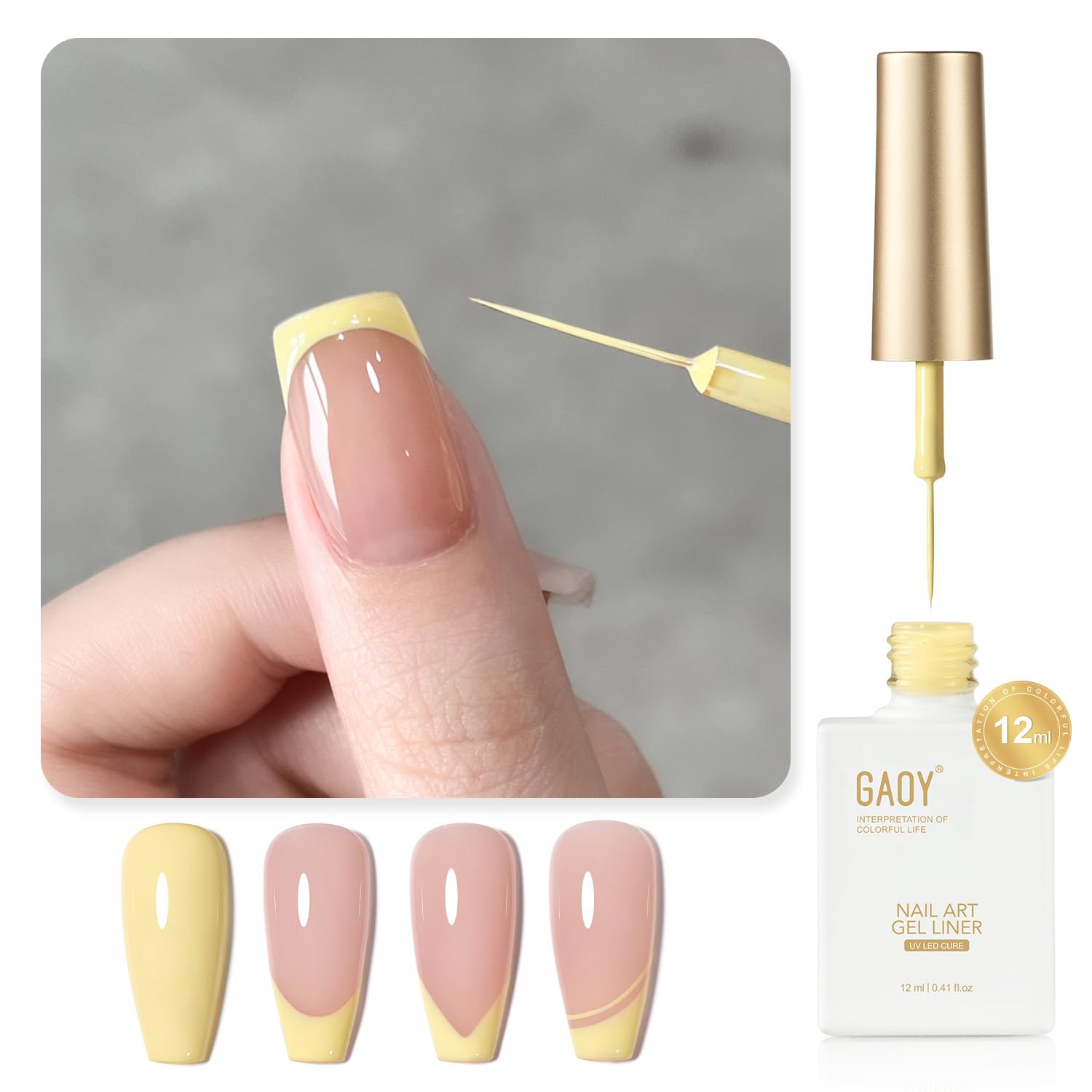 GAOY Amarillo Remolino esmalte en gel 12 ml, ideal para manicuras en casa.